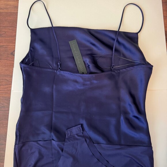 House of Harlow- NWT Cowl Neck Blue Satin Bodysuit- sz. M - Picture 5 of 9